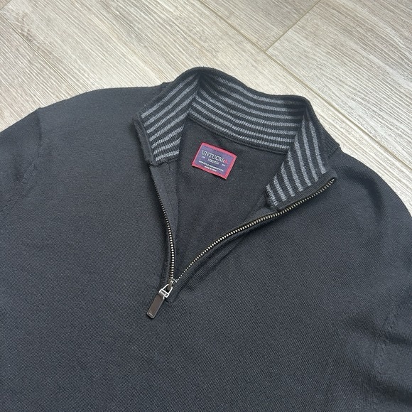 UNTUCKit Men’s Medium Merino Wool 1/4 Zip Black Sweater - Picture 2 of 9